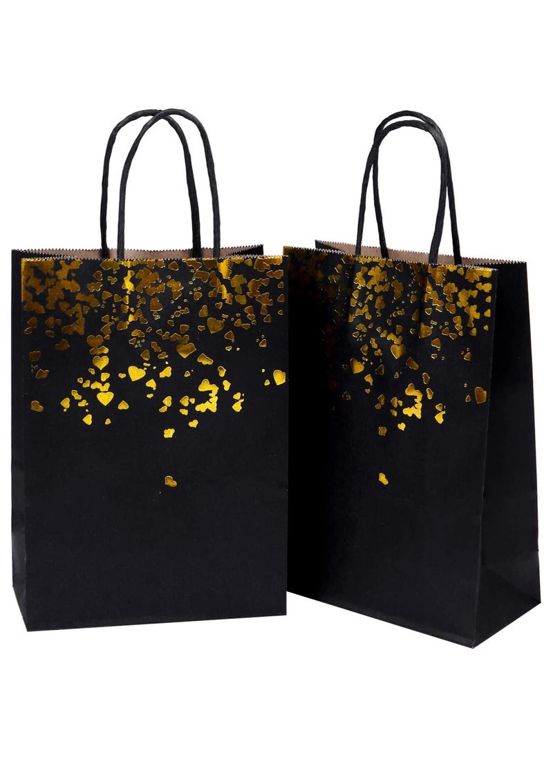 Generic 12 Pieces Paper Party Bags Bronzing Kraft Bag Birthday Party Bags， Bride Bag with Handle for Birthday Wedding Celebrations Party Favors (Black)  - Image 3