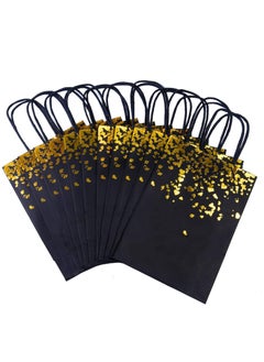 Generic 12 Pieces Paper Party Bags Bronzing Kraft Bag Birthday Party Bags， Bride Bag with Handle for Birthday Wedding Celebrations Party Favors (Black)  - Image 1