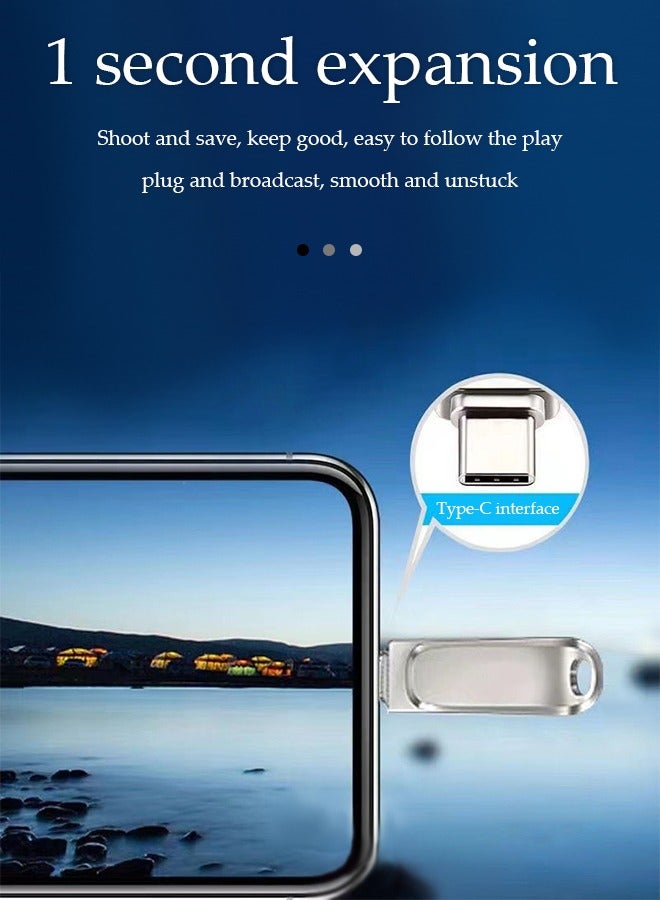 DUNISO Flash drive, USB 3.1pen drive, TypeC dual purpose metal memory stick, 360 ° rotatable, 512GB, suitable for computers, phones, and USB ports (silver) - Image 4