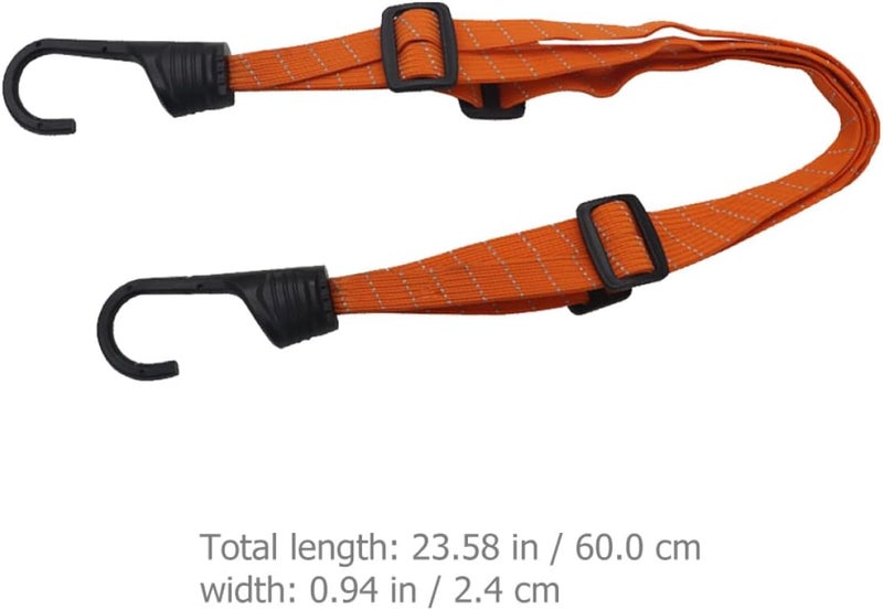 4pcs 60cm Black Nylon Straps with Hooks Motorcycle Cargo Fixing Rope Elastic Luggage Tie-Downs for Helmet and Backseat Storage - Image 2