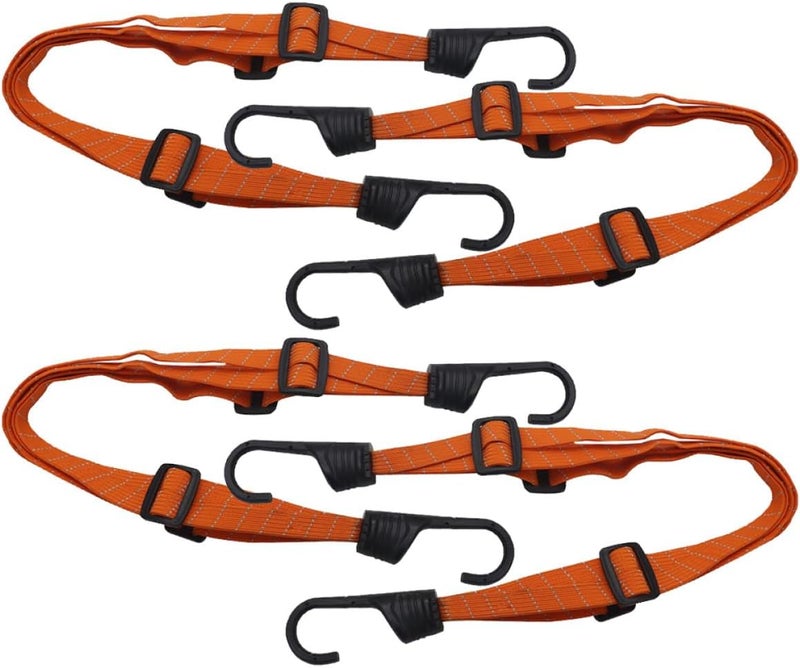 4pcs 60cm Black Nylon Straps with Hooks Motorcycle Cargo Fixing Rope Elastic Luggage Tie-Downs for Helmet and Backseat Storage - Image 1