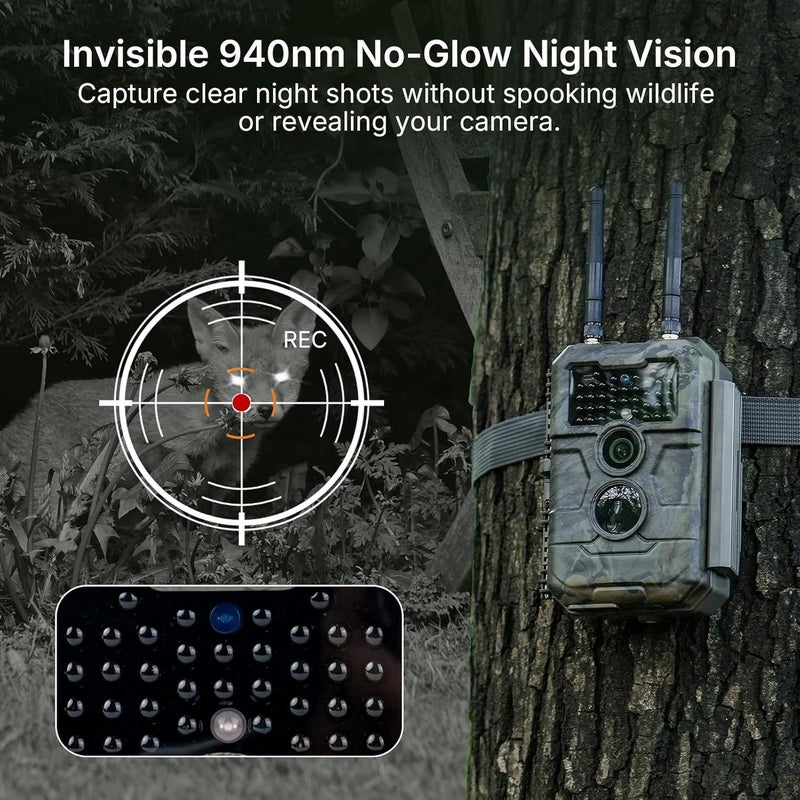 GardePro E6+ WiFi Trail Camera (Non-Cellular), 64MP Game Camera with Dual Antennas & 165 ft WiFi Range, No Glow Night Vision, Motion Activated - Image 4