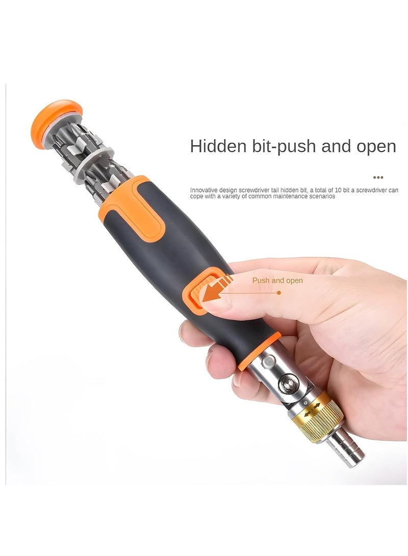 Ratcheting Screwdriver, 10 in 1 Multi-angle Ratchet Screwdriver Professional Tools, 180° Multi-angle Rotation Screwdriver, Screwdriver Set A Great Screwdriver Solves Most Repair/Disassembly Problems - Image 4
