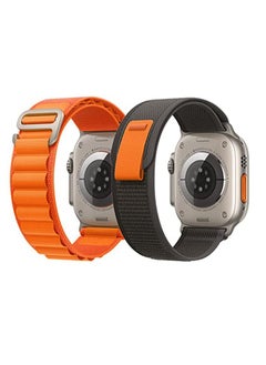 BAND2u 2 Pack Orange Alpine Loop And Black/Grey Trail Loop Apple Watch Replacement Bands 49mm 45mm 44mm  - Image 1