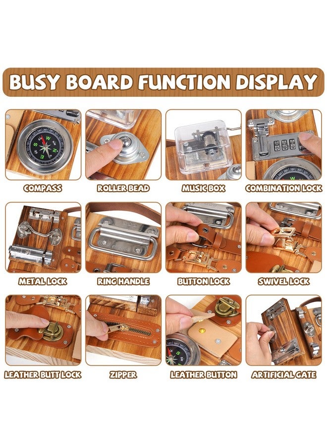 AXEARTE Montessori Busy Board for Toddlers Wooden Sensory Montessori Toys,Travel Toy Fidget Board Learning Activity Board for Fine Motor Skills Boys & Girls, Educational Learning Toy with Locks,Latches - Image 3