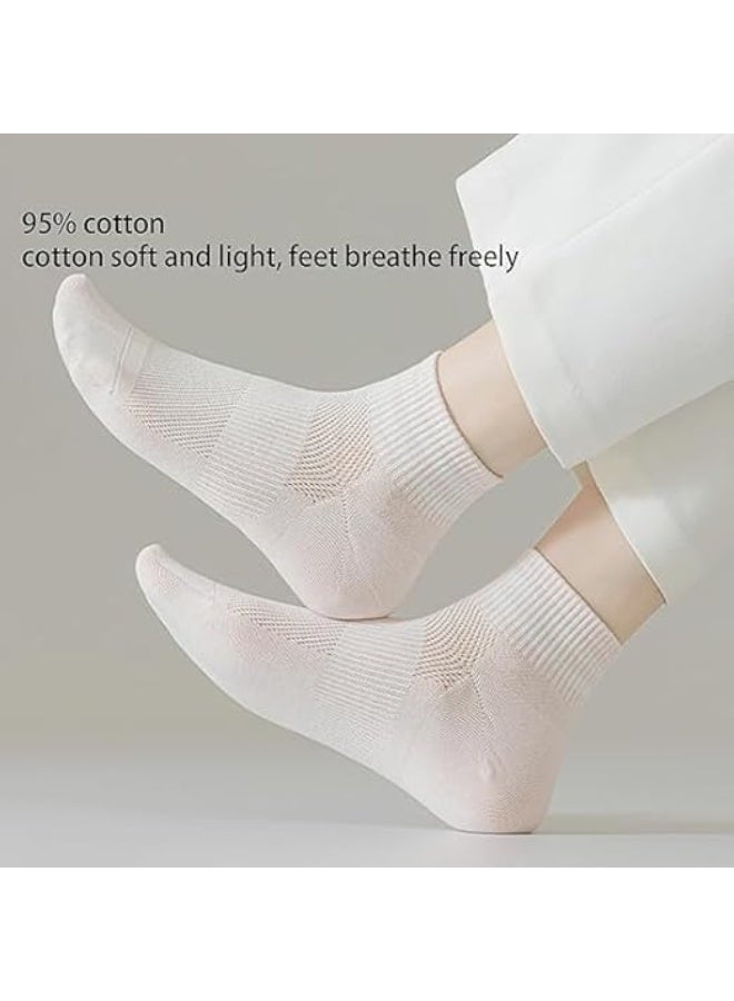 ChicAbode Ankle Socks,Thin Breathable Cotton Ankle Socks for Women,Fashion Striped Athletic Women's Socks,Mesh Women Above Crew Socks 5 Pairs - Image 4