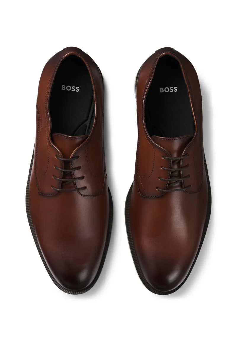 BOSS brown Leather Derby shoes with stitching details for Men | Best Price UAE