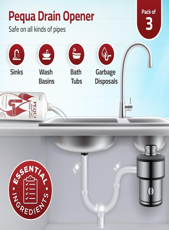 PEQUA INDUSTRIES Pequa Heavy Duty Drain Opener, Non-Acid, Fast-Acting Formula, Industrial strength Drain Cleaner for Sinks, Tubs, Septic Tanks - 32 Oz (Pack of 2) - Image 5