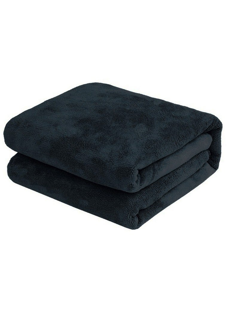 Fabienne Super Soft Microfiber Bath Sheet 80x160cm Ultra Absorbent Beach Towel Quick Drying Microfiber Bath Towel Black - Image 1