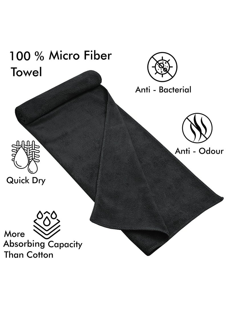 Fabienne Super Soft Microfiber Bath Sheet 80x160cm Ultra Absorbent Beach Towel Quick Drying Microfiber Bath Towel Black - Image 2