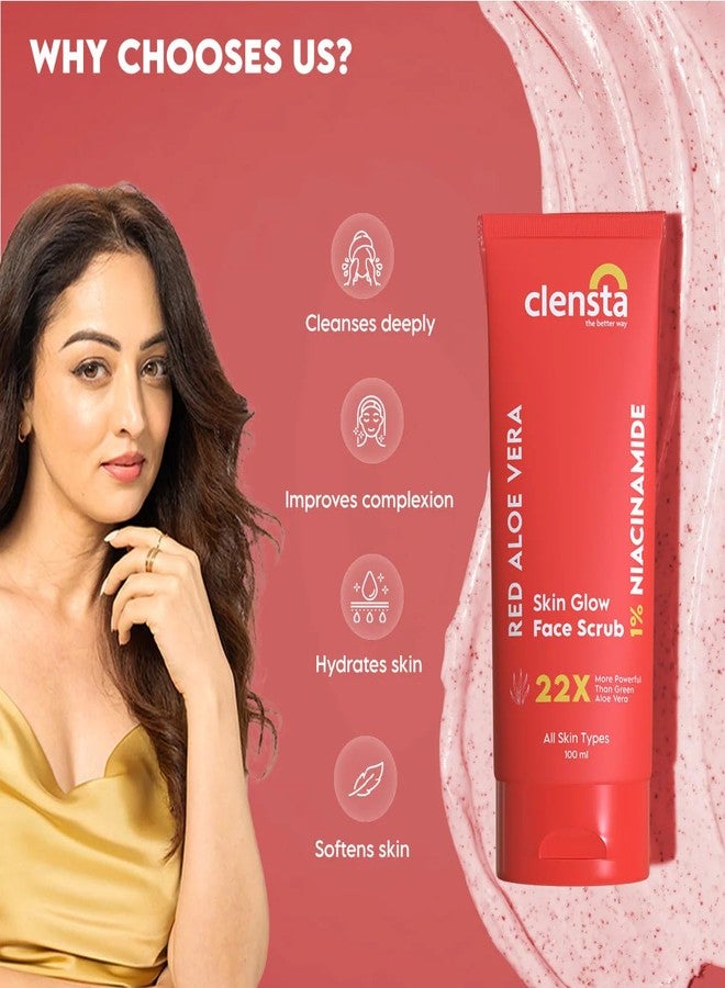 Clensta مقشر الوجه اليومي كلينستا سكين جلو مع 1% نياسيناميد، فيتامين E و3% قشرة الجوز لتنظيف عميق، تفتيح وإزالة السمرة | قناع للوجه لبشرة متألقة | خالي من الكبريتات والبارابين - 100 جرام - Image 3
