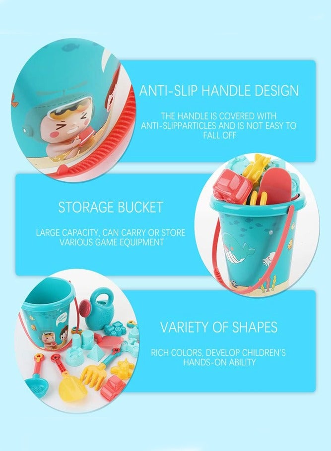 BELLSBERRY مجموعة لعب الشاطئ للأطفال مكونة من 18 قطعة ألعاب رملية وقوالب عجلة مائية وأكثر من ذلك - Image 3
