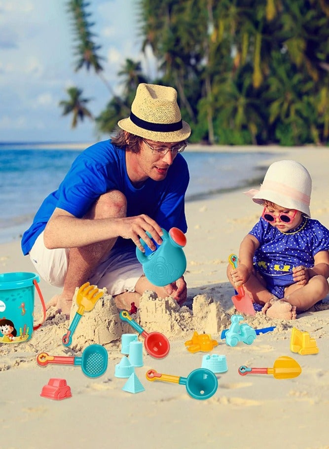 BELLSBERRY مجموعة لعب الشاطئ للأطفال مكونة من 18 قطعة ألعاب رملية وقوالب عجلة مائية وأكثر من ذلك - Image 4