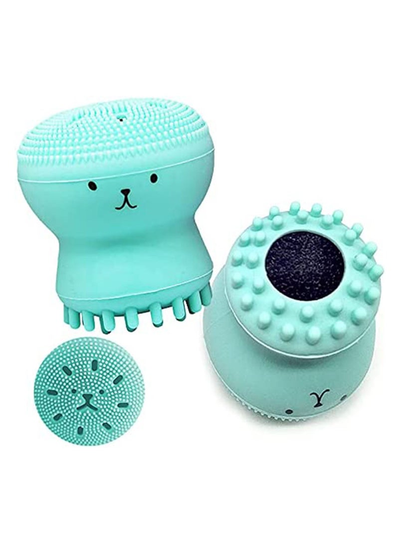 Generic Jellyfish Massage And Exfoliating Facial Brush With Beauty Blender  - Image 2