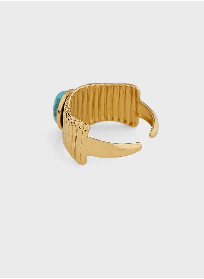 Lady Mauve MABEL OVAL STONE PATTERNED RING  - Image 2
