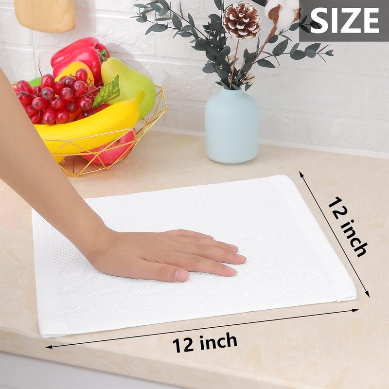 Homaxy 100% Cotton Waffle Weave Kitchen Dish Cloths, Ultra Soft Absorbent Quick Drying Dish Towels, 12x12 Inches, 6-Pack, White - Image 5
