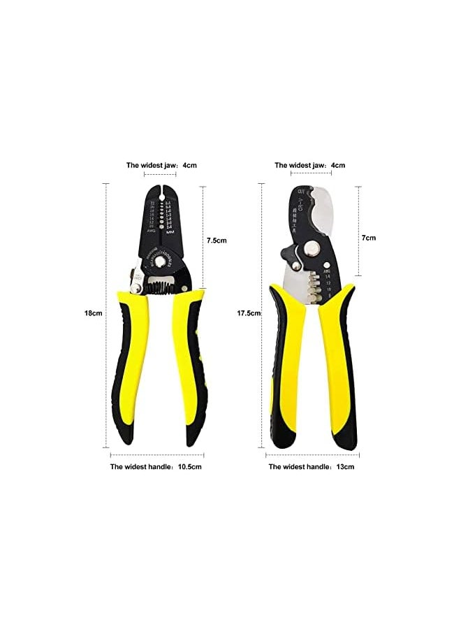 PROMASS promass Cable Wire Stripper Cutter, Automatic Insulation Wire Stripping 2pcs/set Electrical Cable Cutter Crimping Stripping Plier Tools (8+7 inch)  - Image 2