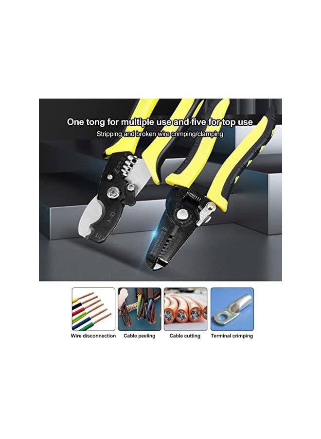PROMASS promass Cable Wire Stripper Cutter, Automatic Insulation Wire Stripping 2pcs/set Electrical Cable Cutter Crimping Stripping Plier Tools (8+7 inch)  - Image 5