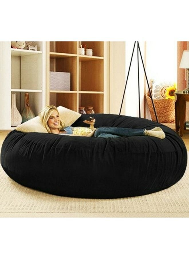 Comfy Chill Super Soft Cocoon Velvet Bed Bean Bag Black 