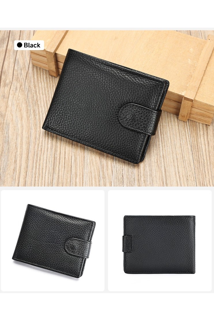 Black Slim Foldable Wallet 5 Card Slots  3 Bill Compartments Photo ID & Coin Pocket with Snap Closure - Image 2