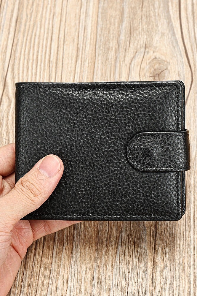 Black Slim Foldable Wallet 5 Card Slots  3 Bill Compartments Photo ID & Coin Pocket with Snap Closure - Image 4