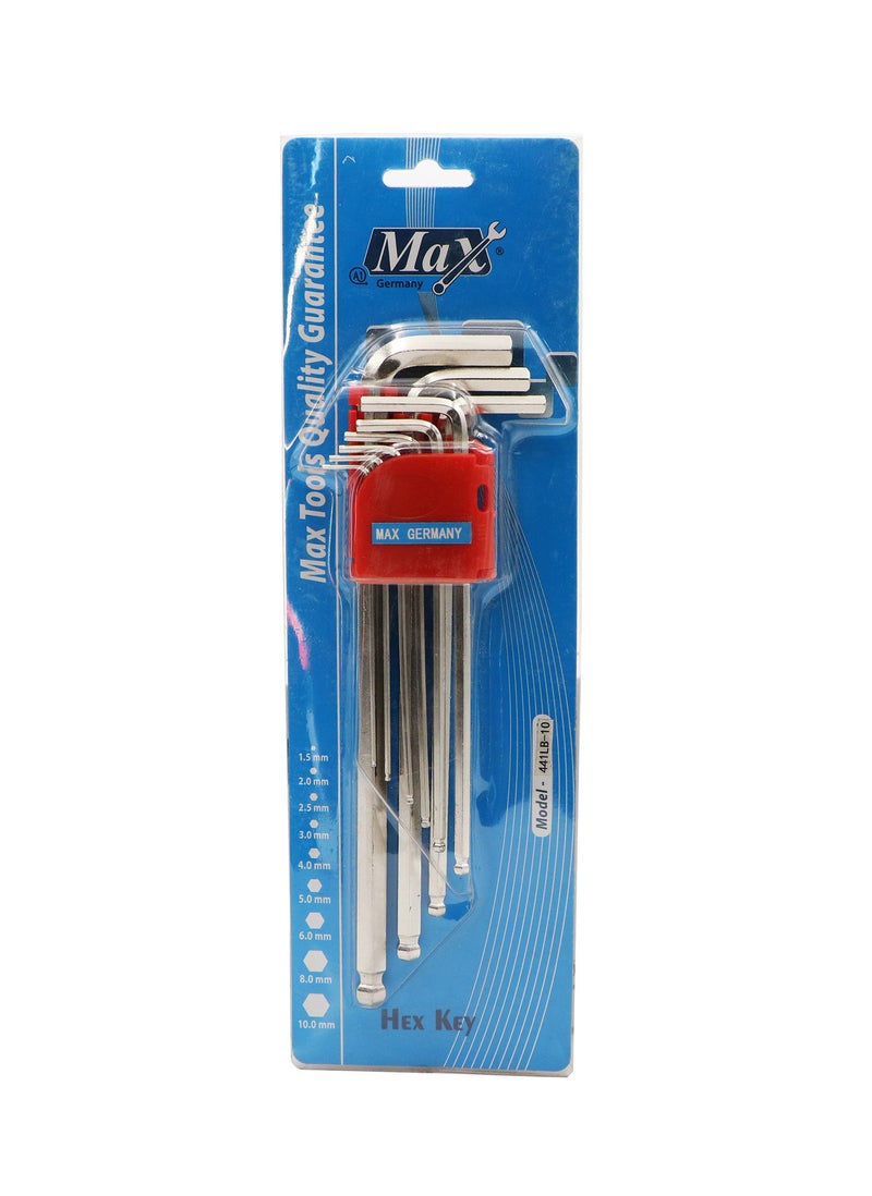 ماكس جيرماني مجموعة مفاتيح ألين طويلة برأس كروي 441LB-10 من ماكس ألمانيا، 9 قطع - Image 3