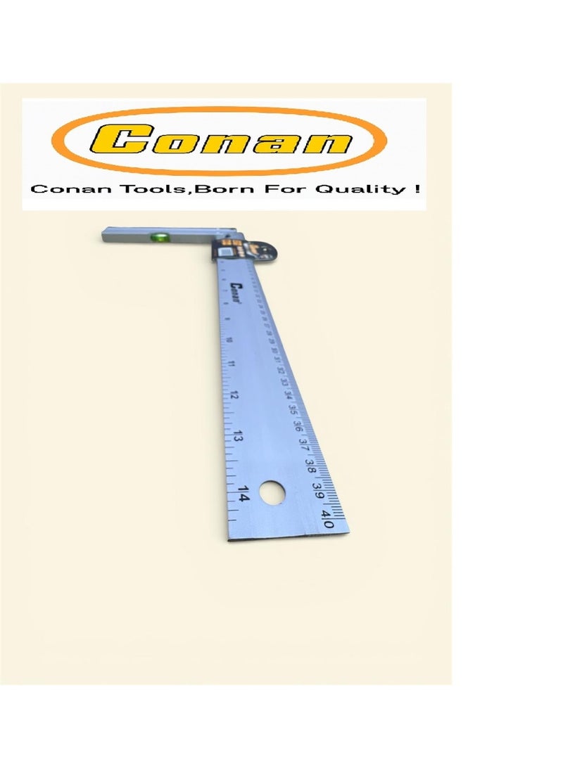 كونان مسطرة زاوية ألمنيوم احترافية مع ميزان مائي بطول 40 سم / 16 إنش – مناسبة للدارسين، المعاهد، الجامعات وأعمال الحدادة – موديل COAS40 من CONAN - Image 3