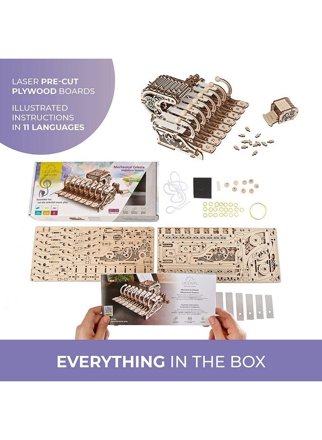 UGEARS Celesta 3D Mechanical Puzzle - Multifunctional Musical Instrument with Piano, Music Box and Xylophone - 3D Wooden Puzzle for Adults and Children - Musical Model - Image 4