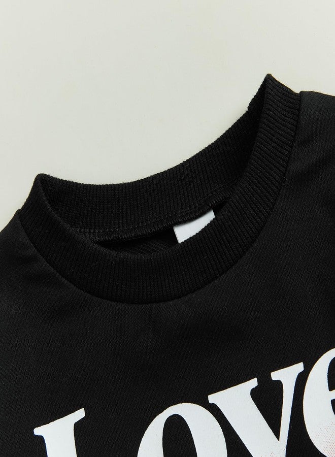 Douhoow Baby Boy Outfit Boy Girl Letter Print Sweatshirt Long Pants Winter Spring Festival Clothes (Black, 12-18 Months) - Image 5