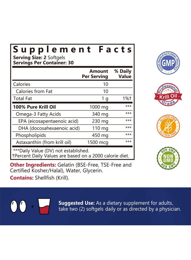 ناتشور ميست كبسولات زيت الكريل القطبي الجنوبي من ناتشر ميست، 1000 ملغ، أوميغا 3 من زيت الكريل، وحمض إيكوسابنتينويك، وحمض دوكوساهيكسانويك، وأستازانتين، وفوسفوليبيدات، لصحة الدماغ والقلب، 60 كبسولة هلامية، خالية من الكائنات المعدلة وراثيًا، وخالية من الغلوتين، صنع في الولايات المتحدة الأمريكية - Image 2