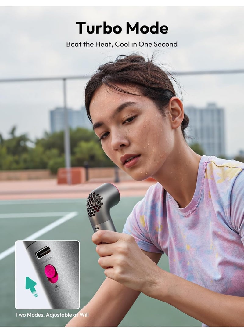 Aecooly Portable Handheld Fan, Powerful Turbo Mini Fan, 19000 RPM High Speed Aero Ultra, 15H Max Cooling Time, 7 Gears Aluminum Case,Rechargeable Personal Small Travel Essentials, Gifts for Women-Grey - Image 4