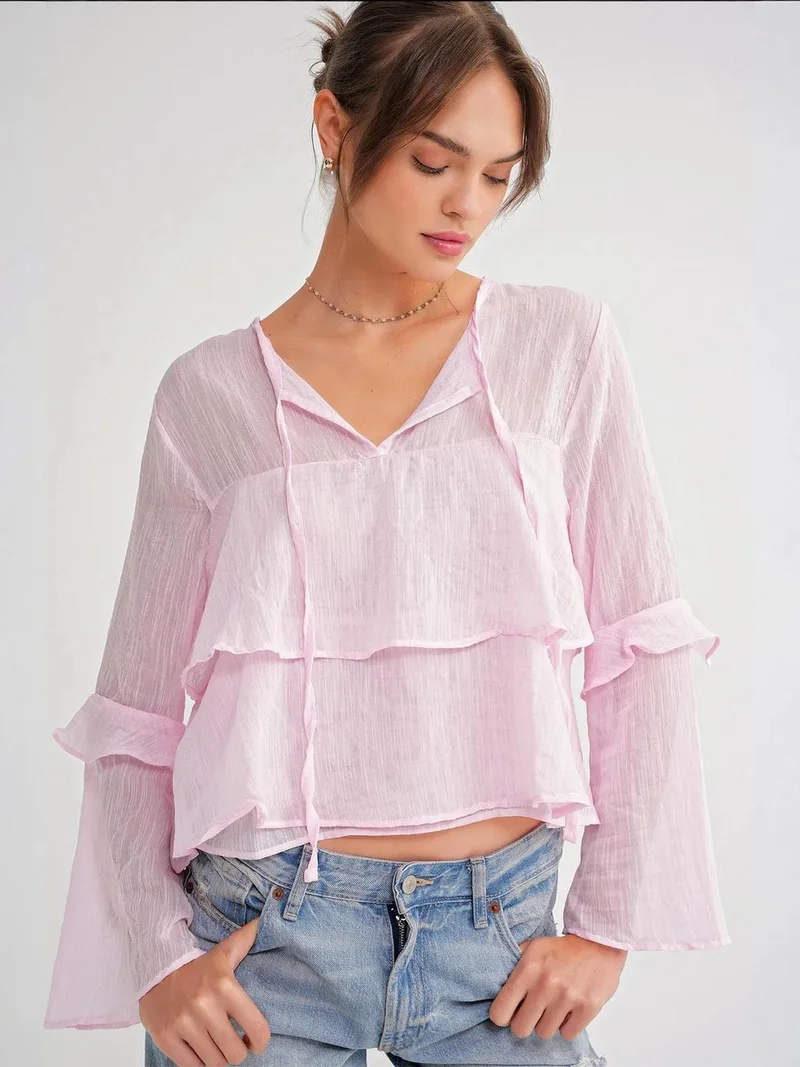 MixRay Mixray Frilly Blouse with Bow Detail
