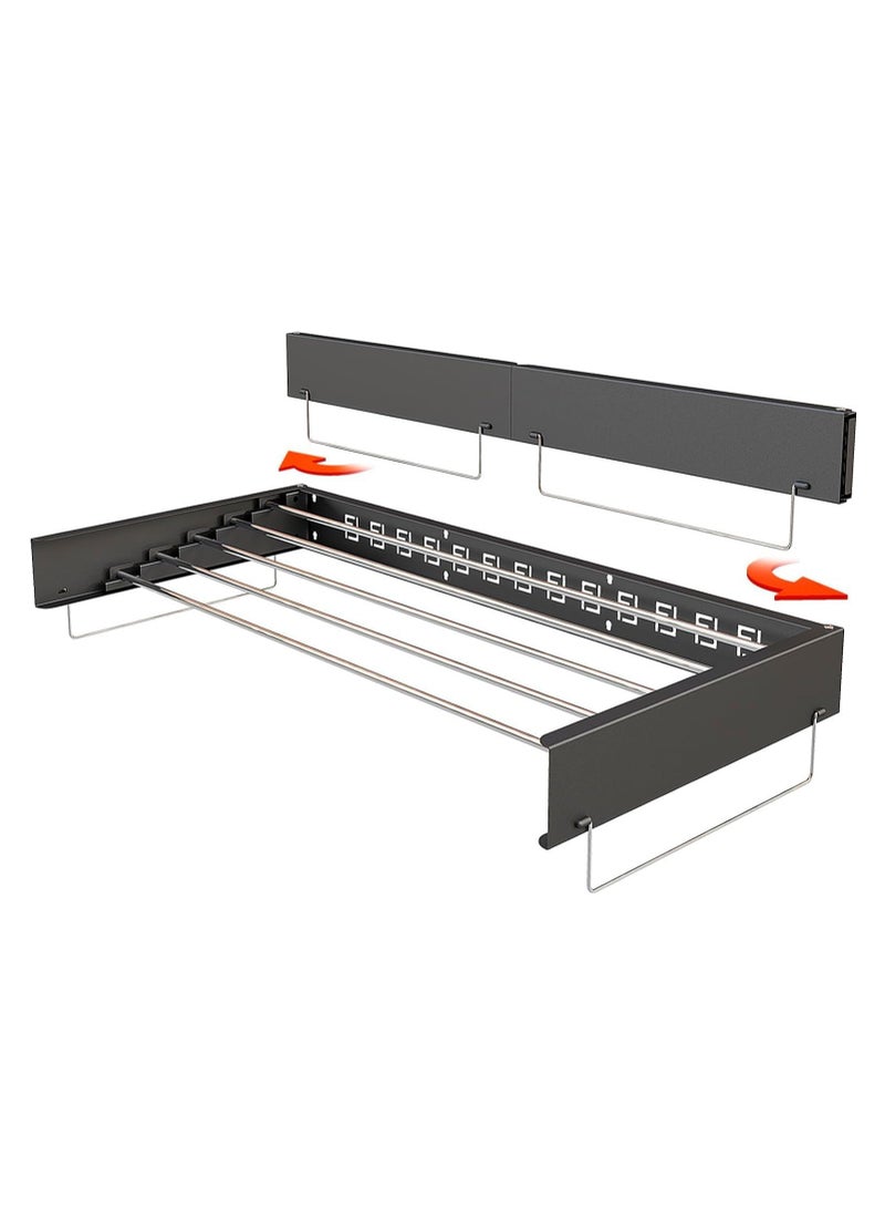 دراي رف تجفيف الغسيل القابل للطي من الفولاذ المقاوم للصدأ مع دبابيس جانبية لغرفة الغسيل الداخلية والمنطقة الخارجية (أسود ، 31.50 بوصة) - Image 1