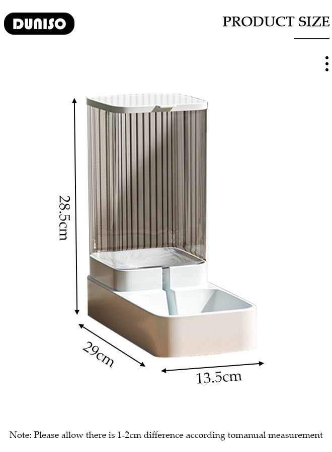 DUNISO مغذي حيوانات أليفة تلقائي، مغذي طعام للقطط والكلاب بوزن 2.1 كجم وموزع مياه بسعة 3.8 لتر سهل التنظيف لمغذي وموزع مياه للكلاب والقطط الكبيرة والصغيرة والجرو والهريرة - Image 2