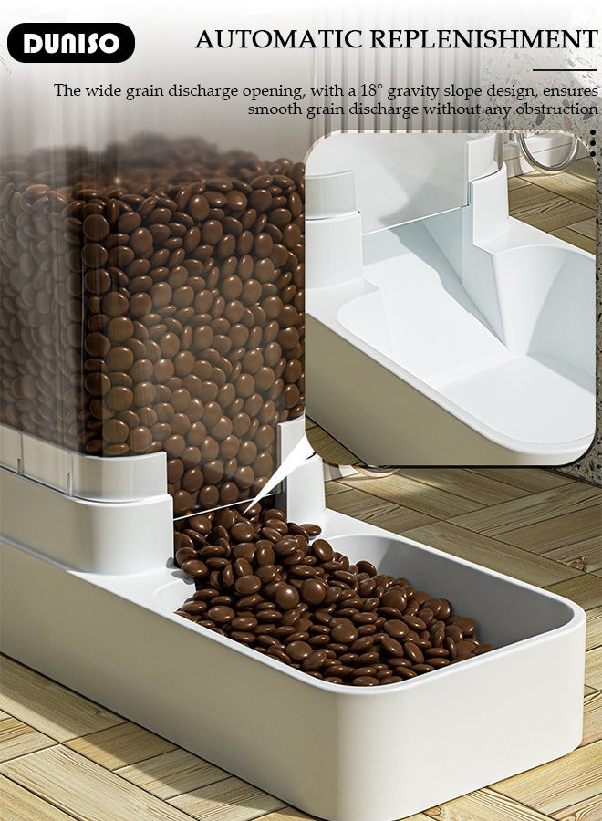 DUNISO مغذي حيوانات أليفة تلقائي، مغذي طعام للقطط والكلاب بوزن 2.1 كجم وموزع مياه بسعة 3.8 لتر سهل التنظيف لمغذي وموزع مياه للكلاب والقطط الكبيرة والصغيرة والجرو والهريرة - Image 5
