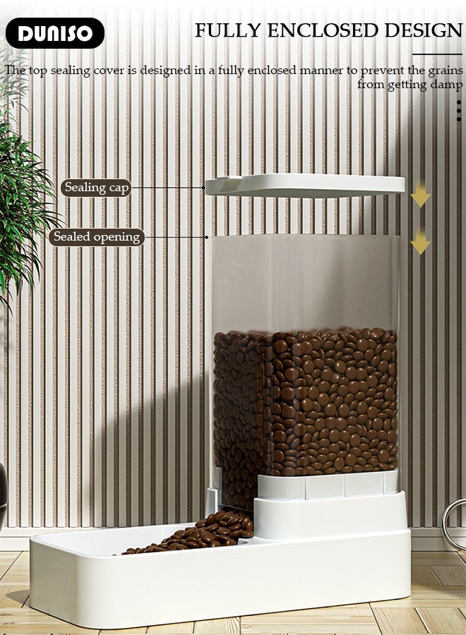 DUNISO مغذي حيوانات أليفة تلقائي، مغذي طعام للقطط والكلاب بوزن 2.1 كجم وموزع مياه بسعة 3.8 لتر سهل التنظيف لمغذي وموزع مياه للكلاب والقطط الكبيرة والصغيرة والجرو والهريرة - Image 4