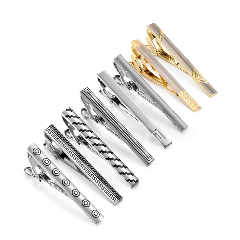 wynameleri Classic Tie Pins Tie Clips Set of 8 for Men in Gift Box - Image 1