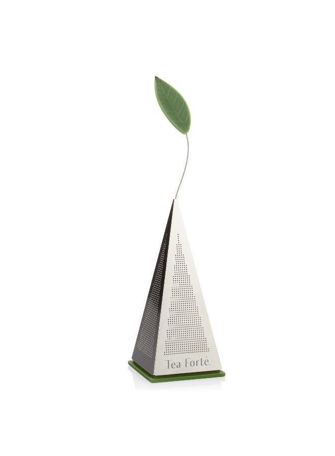 Tea Forte شاي فورت أيقوني من الفولاذ المقاوم للصدأ، مصفاة دقيقة للغاية مع ورقة وقاعدة سيليكون - Image 1
