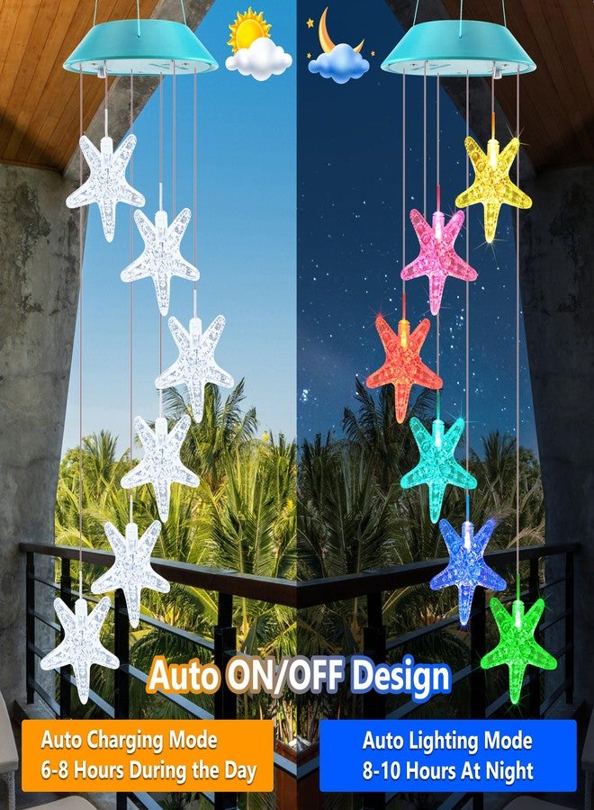 Zeiliuled Solar Starfish Gift for Mom Grandma Girls, Colorful Solar Wind Chimes for Outside, Outdoor Decorative Mobile Lights for Garden, Yard, Patio, Window, Party, Outdoor Decorations - Image 2