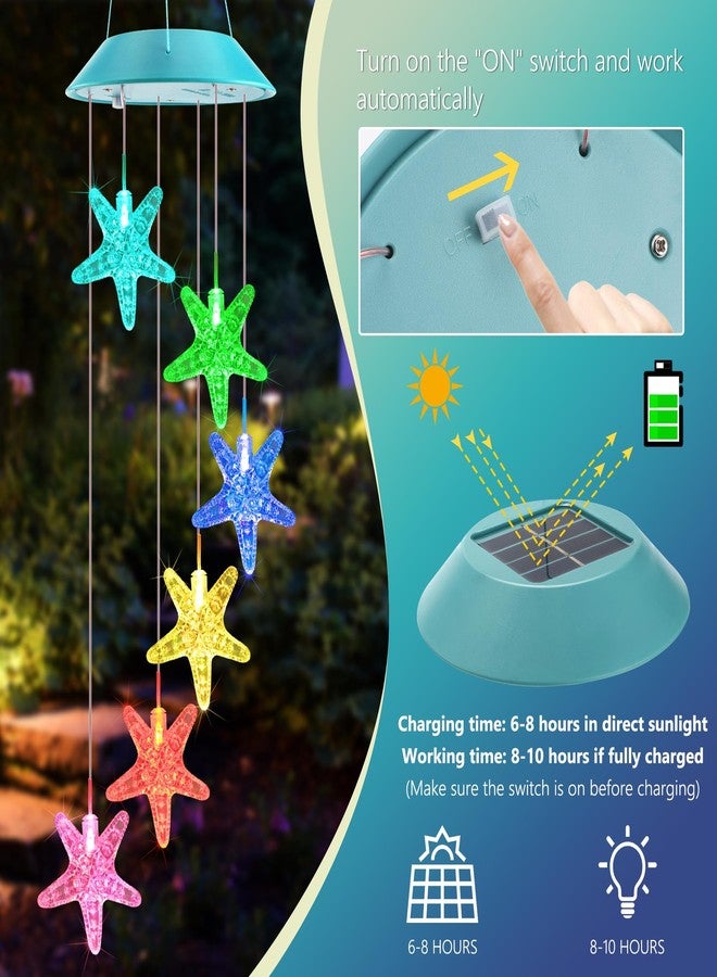 Zeiliuled Solar Starfish Gift for Mom Grandma Girls, Colorful Solar Wind Chimes for Outside, Outdoor Decorative Mobile Lights for Garden, Yard, Patio, Window, Party, Outdoor Decorations - Image 3