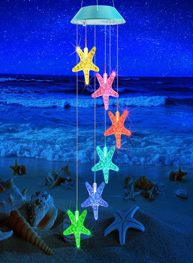 Zeiliuled Solar Starfish Gift for Mom Grandma Girls, Colorful Solar Wind Chimes for Outside, Outdoor Decorative Mobile Lights for Garden, Yard, Patio, Window, Party, Outdoor Decorations - Image 1