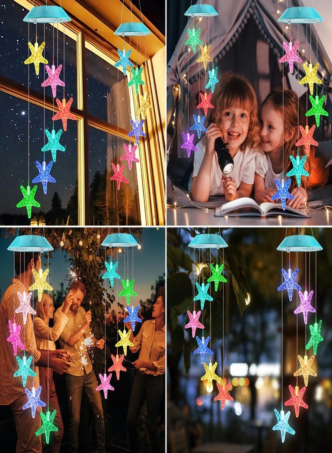 Zeiliuled Solar Starfish Gift for Mom Grandma Girls, Colorful Solar Wind Chimes for Outside, Outdoor Decorative Mobile Lights for Garden, Yard, Patio, Window, Party, Outdoor Decorations - Image 4