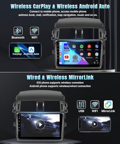 Naifay Android Car Stereo for Toyota Corolla 2009 2010 2011 2012 2013 Wireless Carplay Android Auto, 2+32G 9 inch Touch Screen Radio Bluetooth Car Audio Receivers in Dash GPS WiFi Mirrorlink SWC - Image 3
