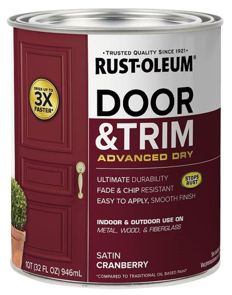 رست أوليوم Rust-Oleum 369385 باب جاف متطور وطلاء تقليم ربع لتر من التوت البري الساتان - Image 1