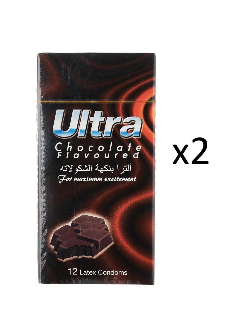 Ultra Condoms Chocolate Flavor, 12 Pieces (2 Pack)