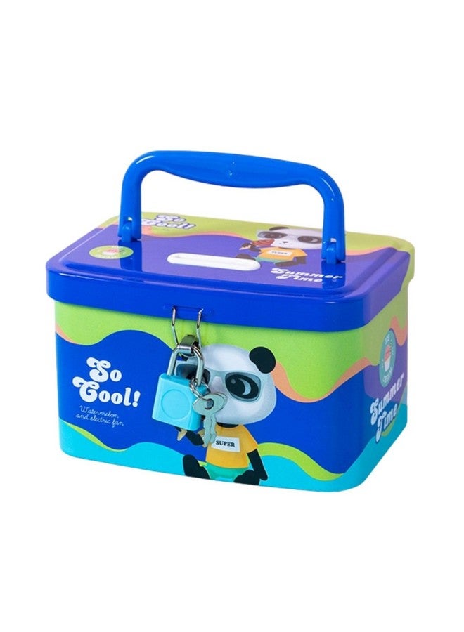 فنبلاست حصالة نقود معدنية من فن بلاست، مزودة بمقبض وقفل ومفتاح، حصالة نقود للأطفال، حصالة نقود للأطفال، هدايا أعياد الميلاد للأولاد والبنات، حصالة نقود معدنية، صندوق نقود للأطفال (C-متعدد الألوان) - Image 1