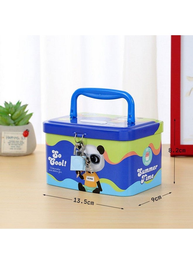 فنبلاست حصالة نقود معدنية من فن بلاست، مزودة بمقبض وقفل ومفتاح، حصالة نقود للأطفال، حصالة نقود للأطفال، هدايا أعياد الميلاد للأولاد والبنات، حصالة نقود معدنية، صندوق نقود للأطفال (C-متعدد الألوان) - Image 3