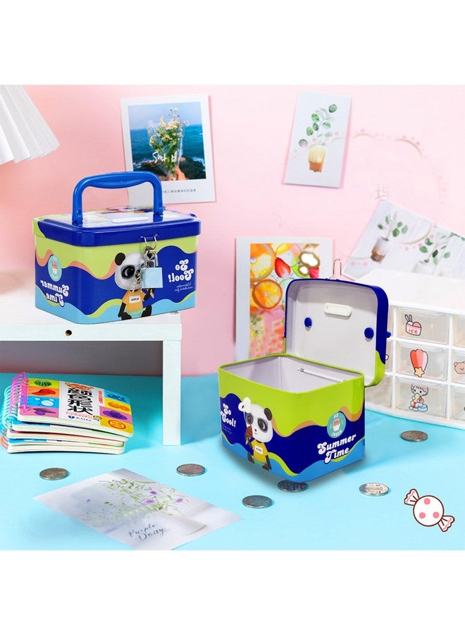 فنبلاست حصالة نقود معدنية من فن بلاست، مزودة بمقبض وقفل ومفتاح، حصالة نقود للأطفال، حصالة نقود للأطفال، هدايا أعياد الميلاد للأولاد والبنات، حصالة نقود معدنية، صندوق نقود للأطفال (C-متعدد الألوان) - Image 2