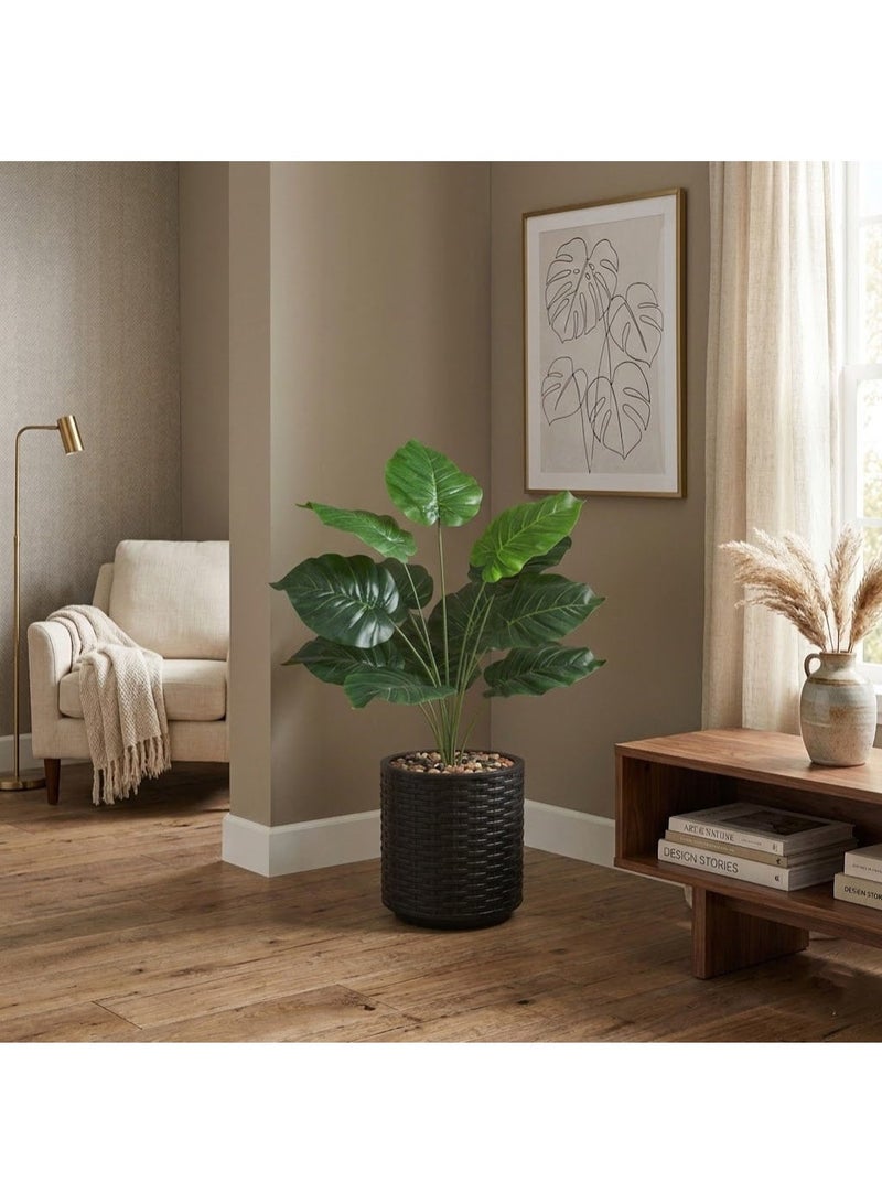 co arma Artificial grape leaf tree, round pot, black striped, 70 cm tall, suitable for interior decoration - Image 1