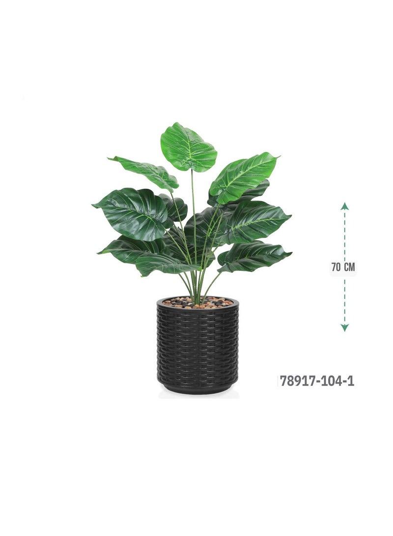 co arma Artificial grape leaf tree, round pot, black striped, 70 cm tall, suitable for interior decoration - Image 2